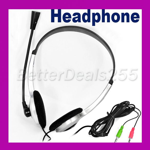 Headphone Headset Earphone With Microphone Mic For PC Laptop Black 
