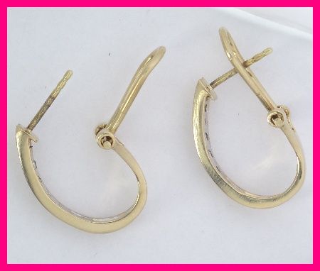 14k Yellow Gold Round Diamond Hoop Dangle Earrings .60ct  