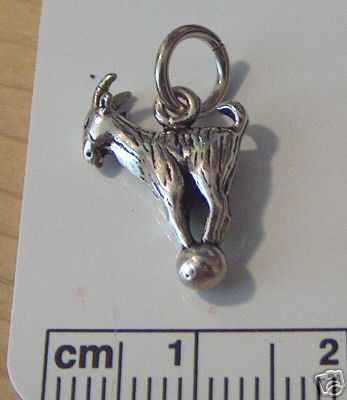Sterling Silver 3D Billy Goat standing on a hill Charm  