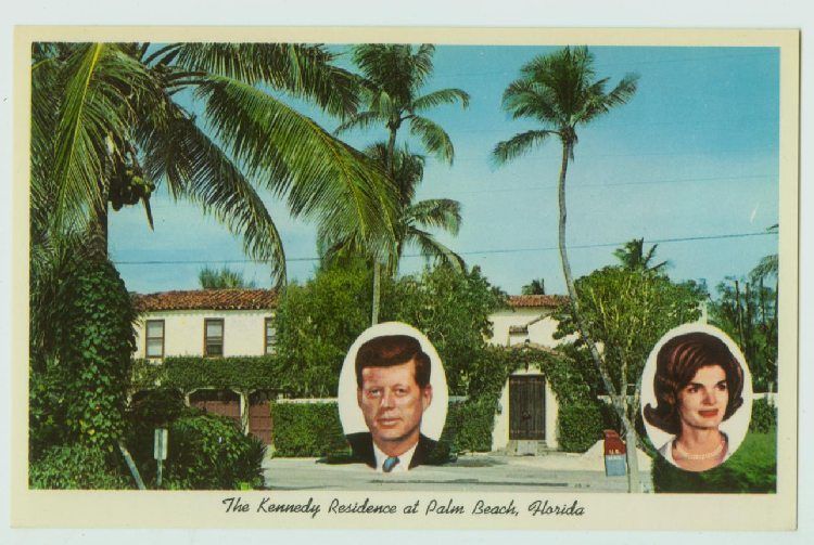 JFK & JACKIE KENNEDY HOME PALM BEACH FL POSTCARD  