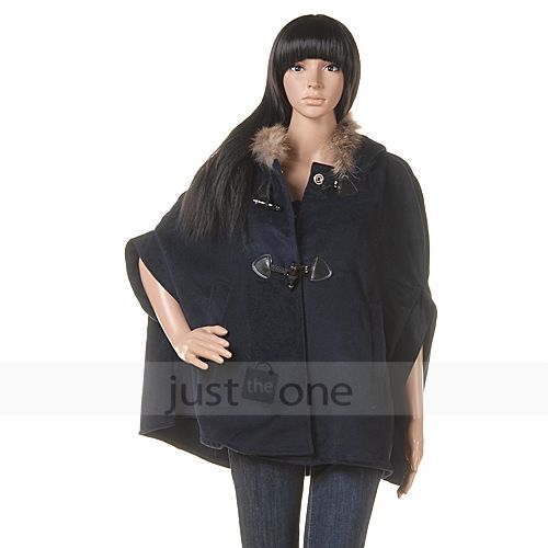   Style Wool blend Hooded Cloak Poncho Coat Outerwear Jacket Cape  