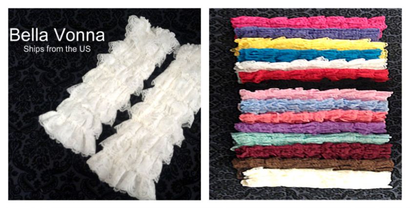   Ruffled LACE LEG WARMERS Petti Antique Style Lace 15 Colors  