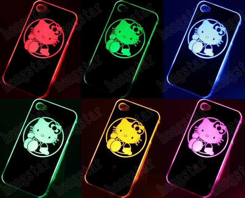 Hello Kitty Sense Flash light LED LCD Color Changing Case Cover F 