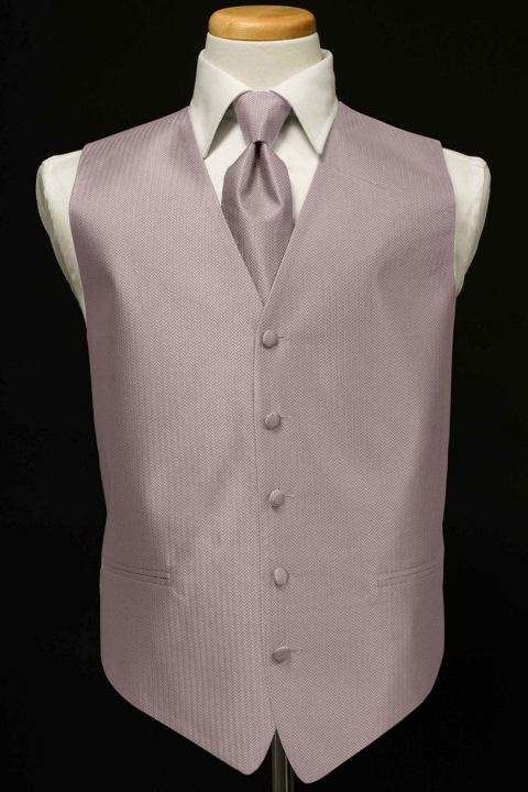 Tuxedo Vest & Tie   Herringbone   Light Pink  