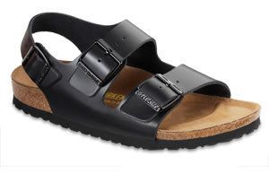 BIRKENSTOCK Mens Milano Sandals Hunter Black Leather  