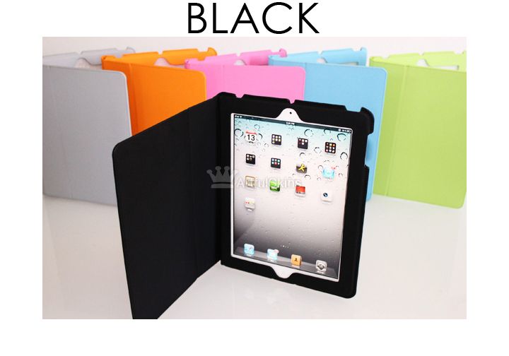 2pcs Apple iPad 2 Protective Magnetic Smart Cover Case Black Color 
