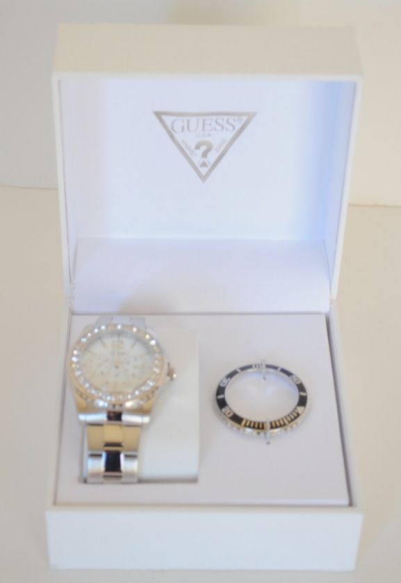 NEW AUTHENTIC GUESS LADY Silver Crystal WATCH U12614L1 with receipt 