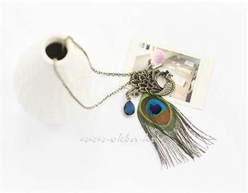 Cute Gorgeous Blue Eyes Peacock Long Feather Necklace x206 great gift 