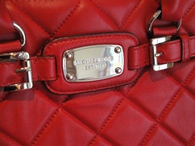 MICHAEL KORS LARGE RED HAMILTON QUILTED LEATHER PURSE BAG E/W TOTE 